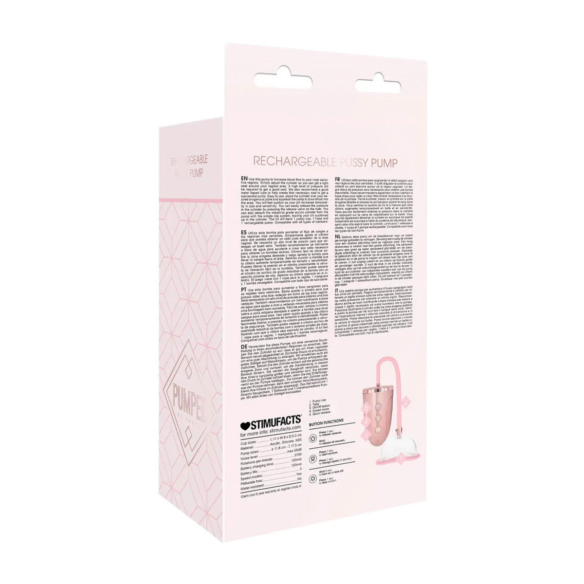 Pompa per il pene – ricaricabile, rosa | Pumped