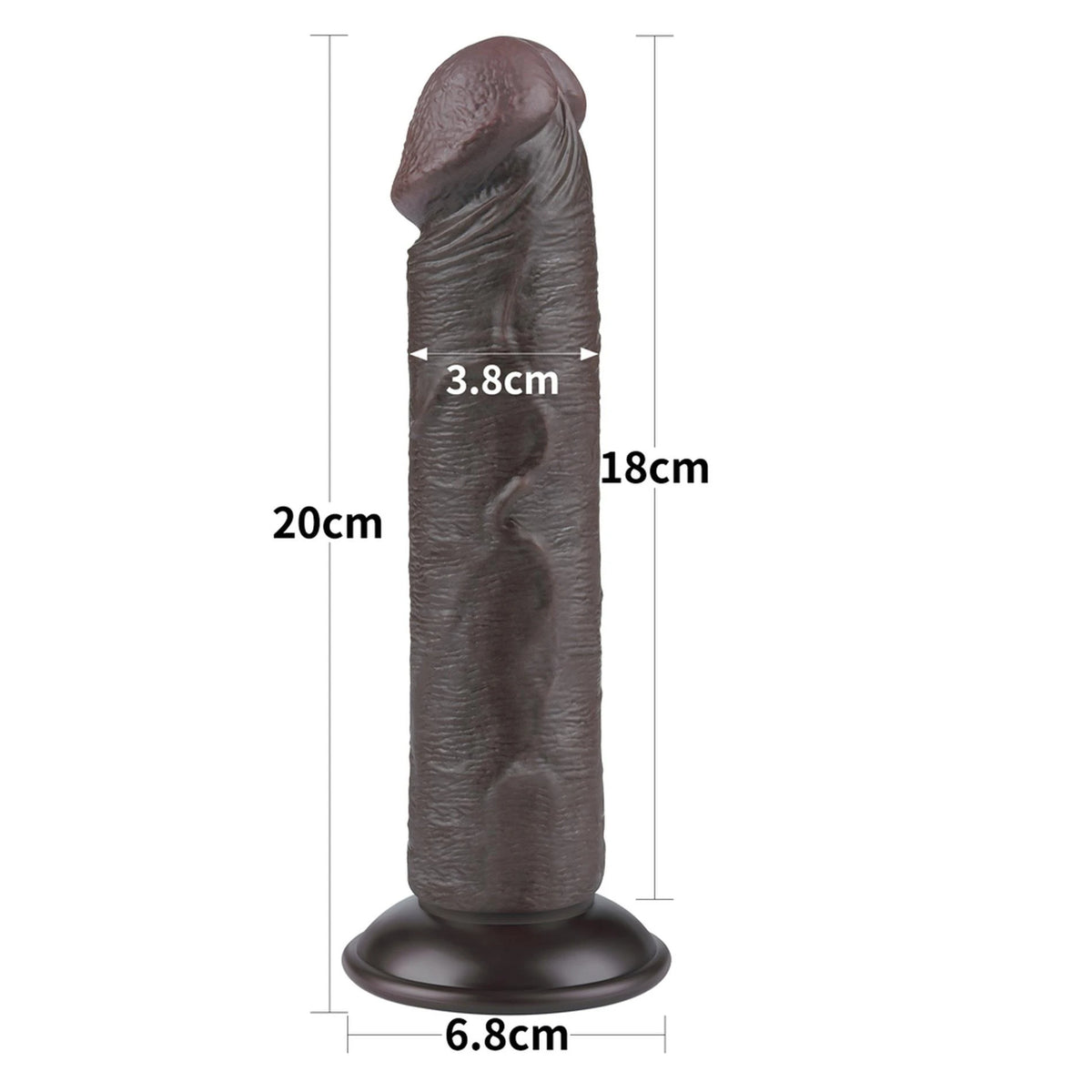 Gode réaliste Layer 20 cm – avec ventouse, vibrant, noir 10-LV317406 | Lovetoy