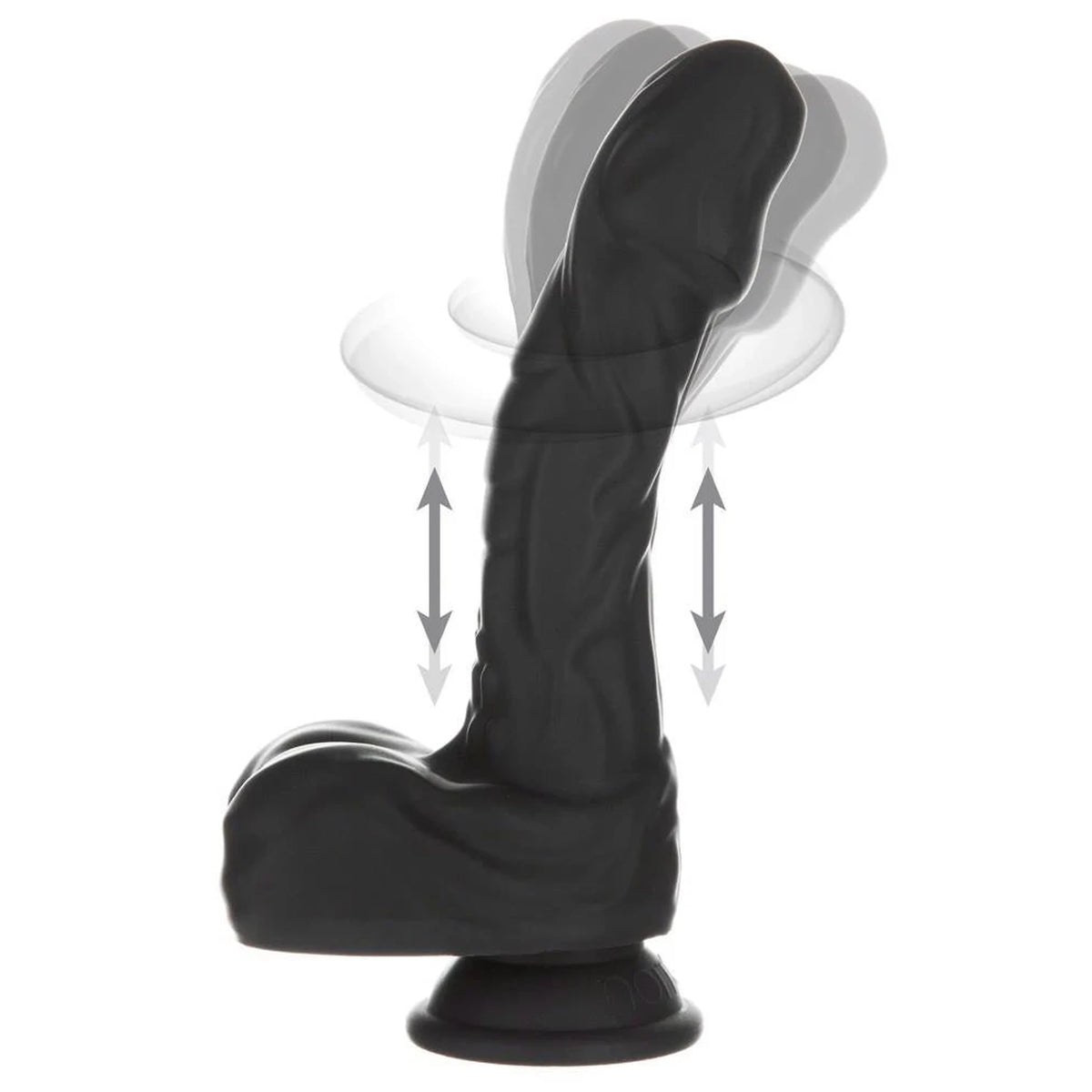 Realistic vibrator 7 functions – remote control, with suction cup, black | Naked Addiction