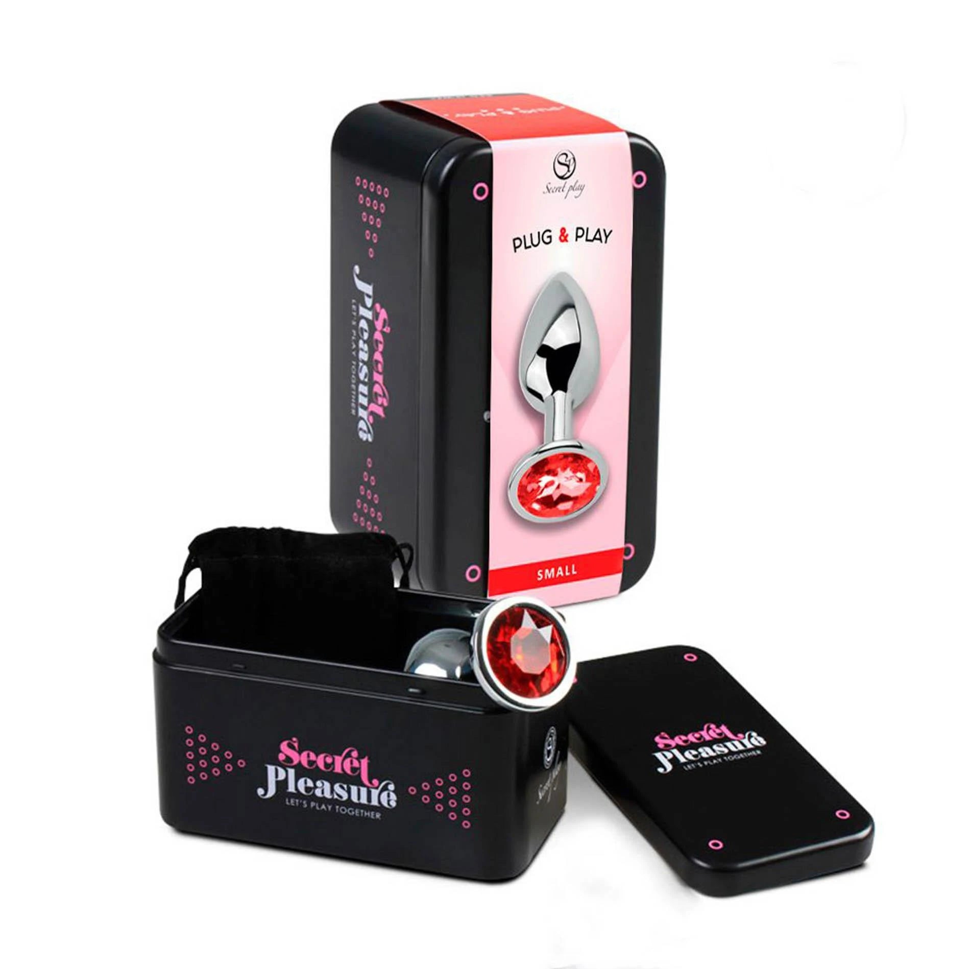 BUTT PLUG MÉTALLIQUE ROUGE À BIJOUX S