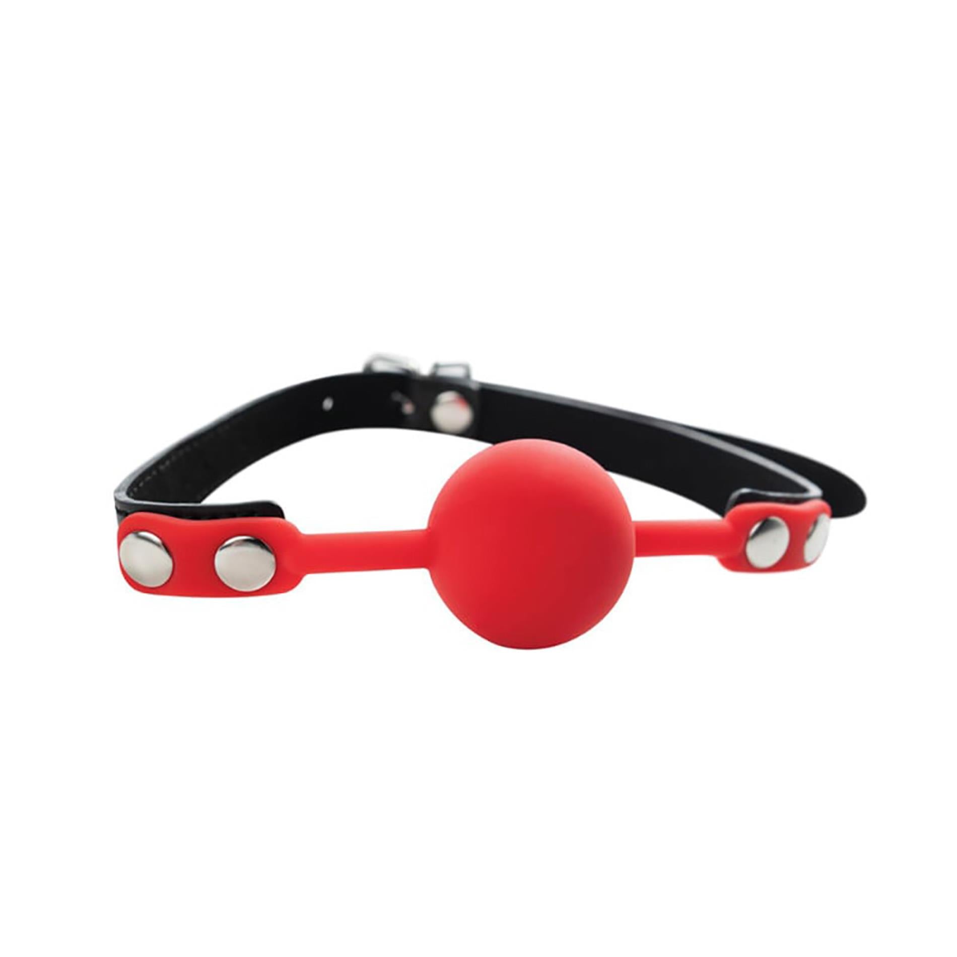 Balle baillon rouge en silicone avec sangles réglables