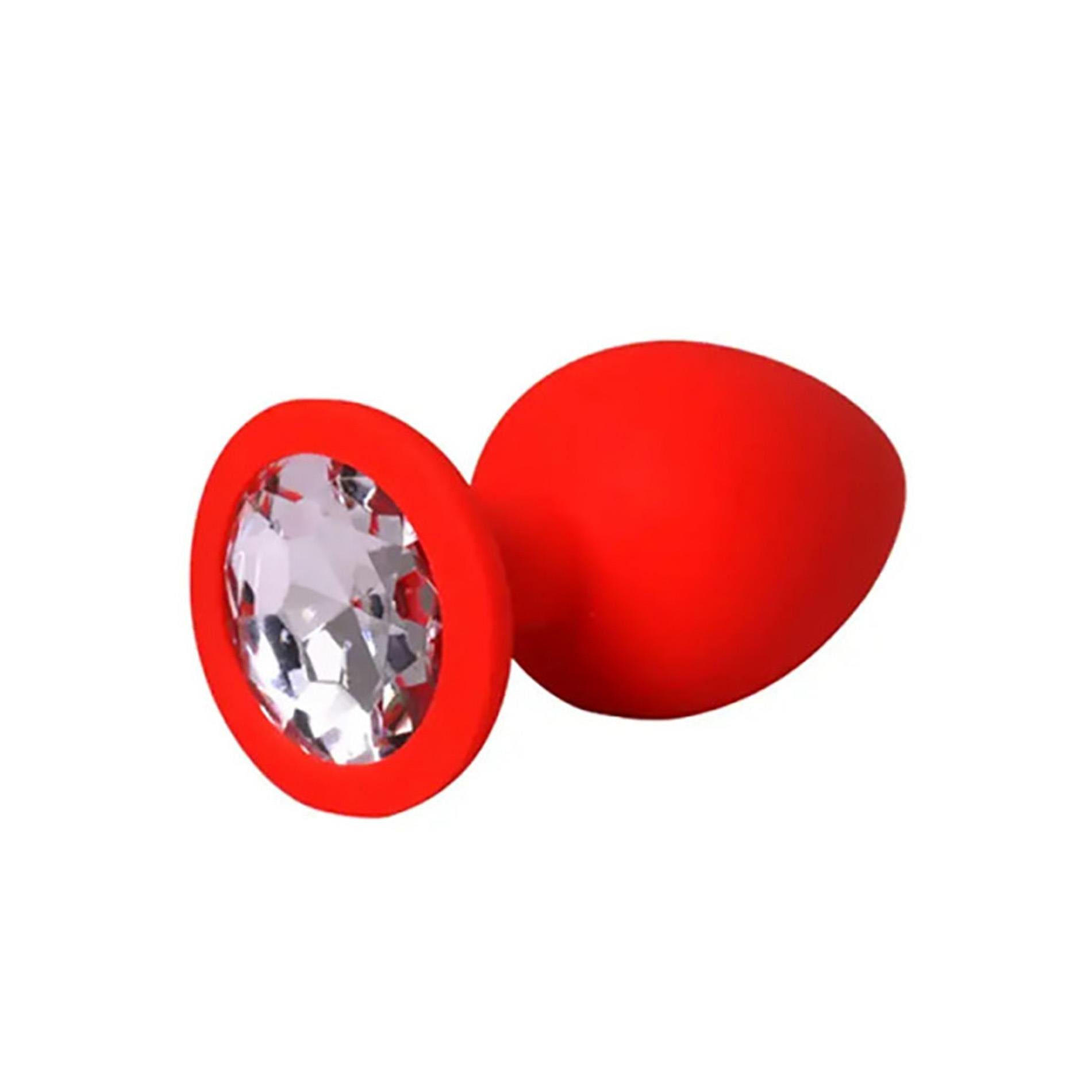 Plug anal moyen rouge avec cristal blanc