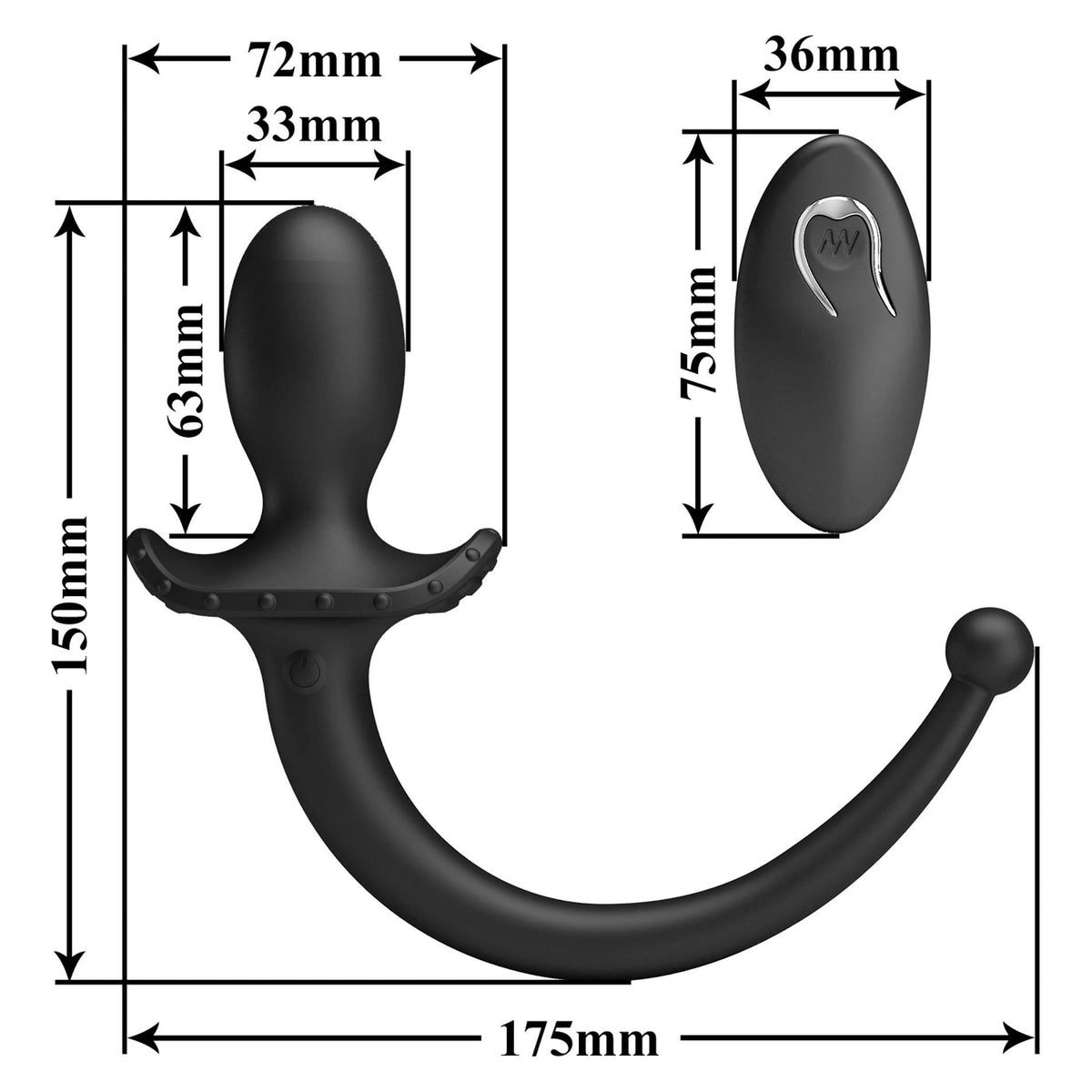 Plug anale 12 funzioni – vibrante, con telecomando BI-040195W | Mr. Play