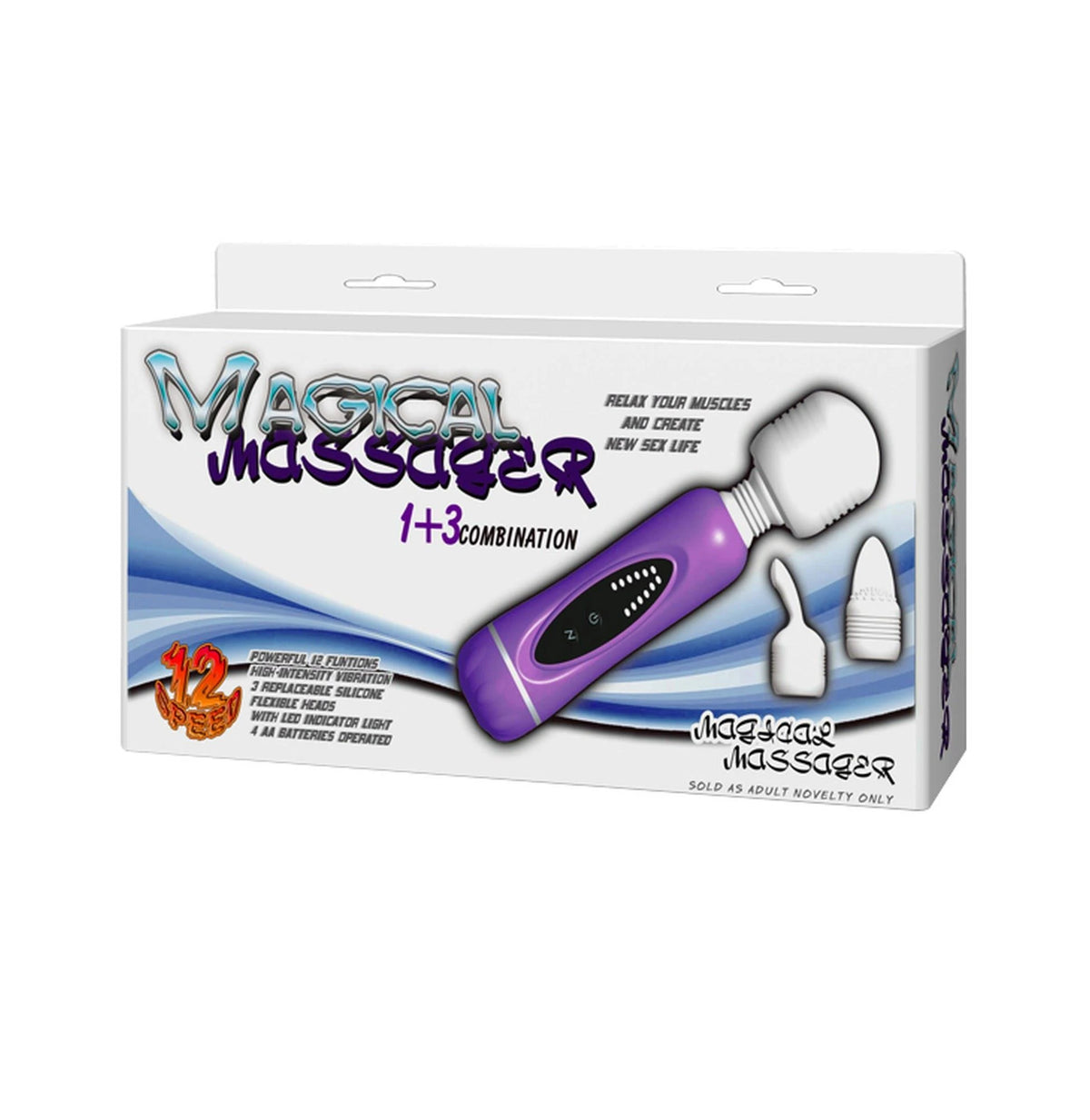 Massaggiatore wand Magical 1+3 combination 12 funzioni – viola | Baile