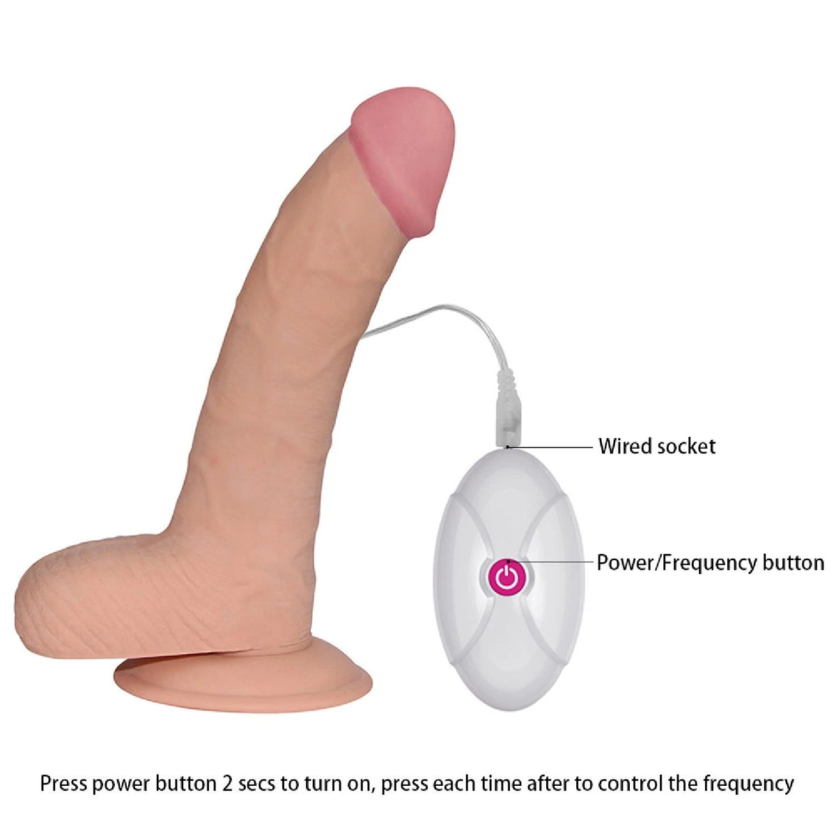 Realisztikus vibrátor 8.8″ Dude 10 sebesség – tapadókorongos, testszínű 20 cm | Lovetoy