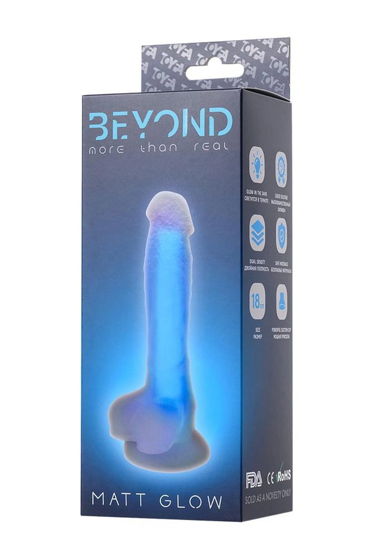 Dildo realistico Toyfa Matt – con ventosa, fosforescente, blu | Beyond