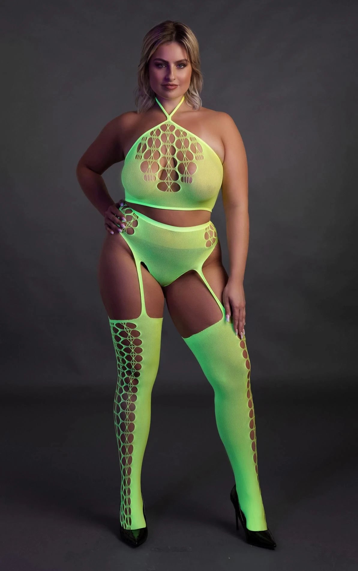 Meias Crop – tamanhos grandes, verde | Ouch!