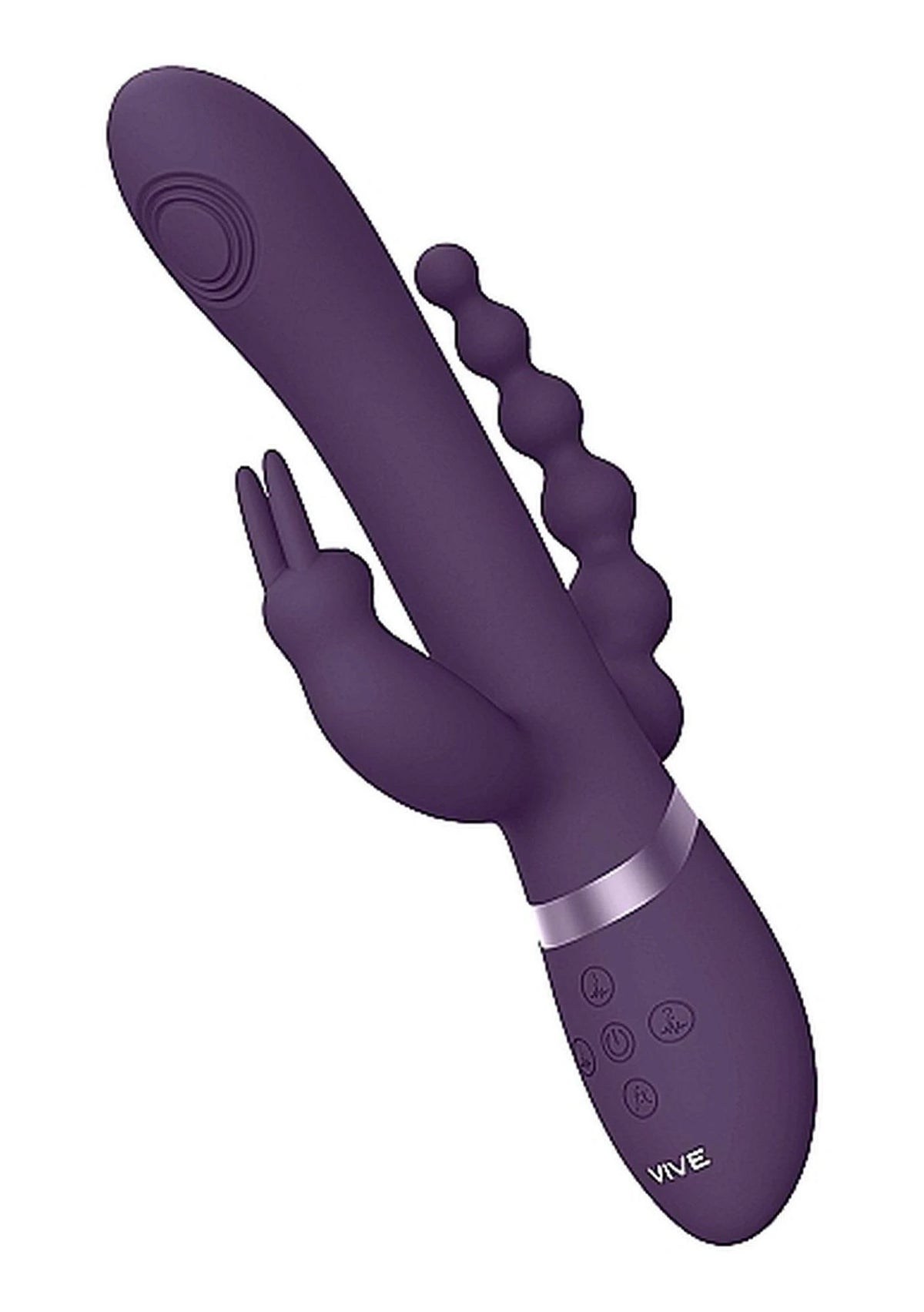 Vibromasseur rabbit Rini Pulse Wave Penetration 10 fonctions – double, violet | Vive
