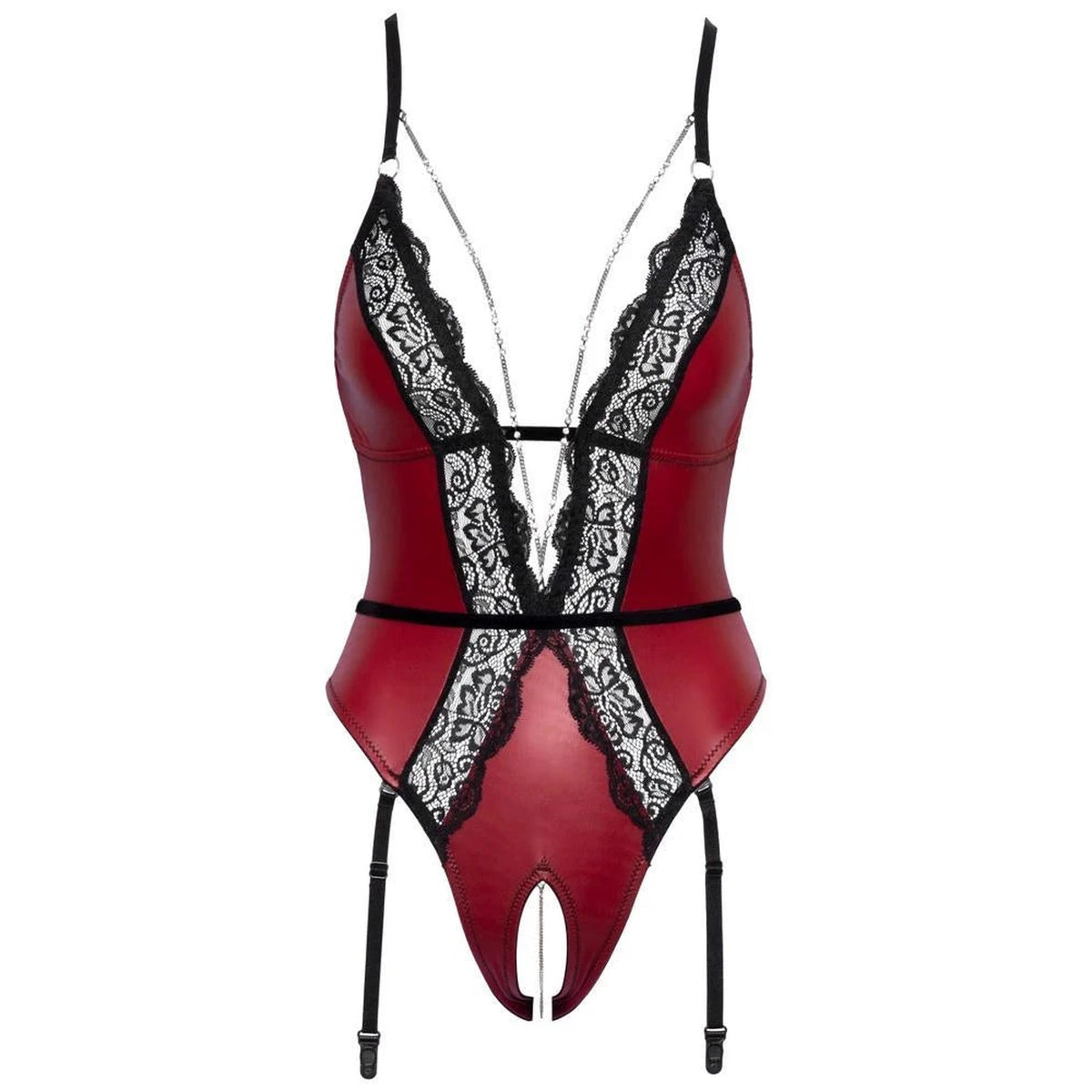 Body – em renda, aberto, vermelho | Abierta Fina