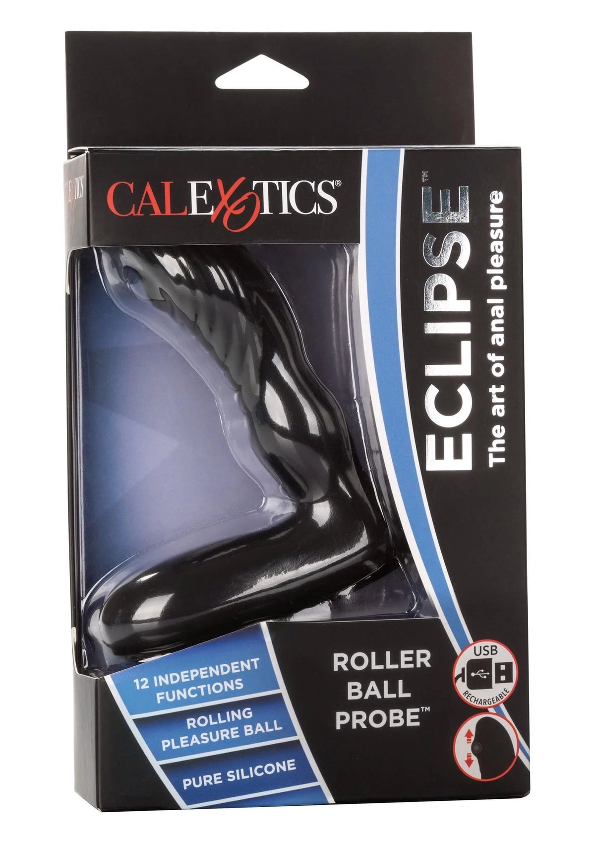 Plug anale Eclipse Roller Probe 12 funzioni – vibrante, nero | Calexotics