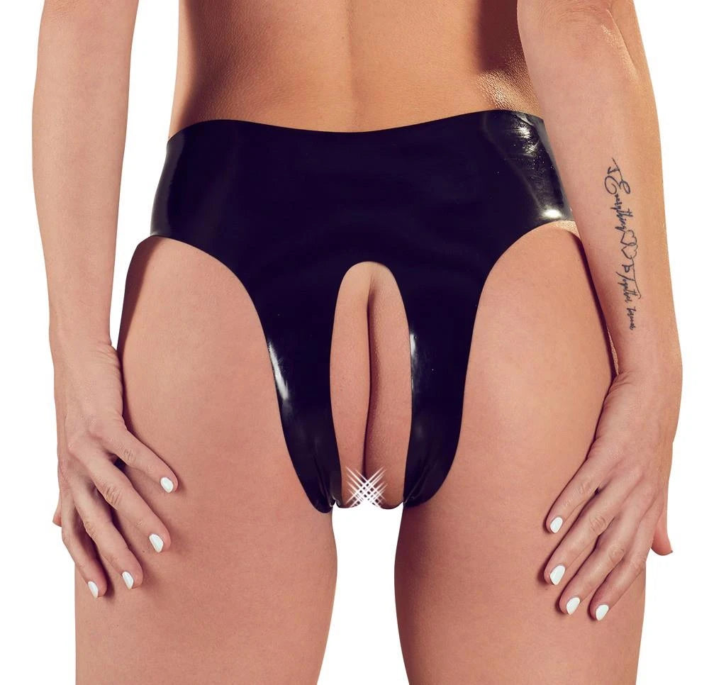 Prenda fetish – de látex, abierta, negra | Late X