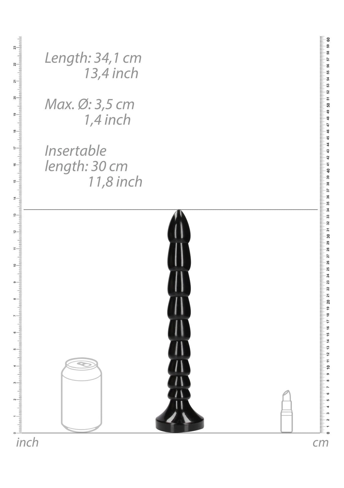 Dildo Stacked Snake 34.1 cm – with suction cup, black | Ouch!
