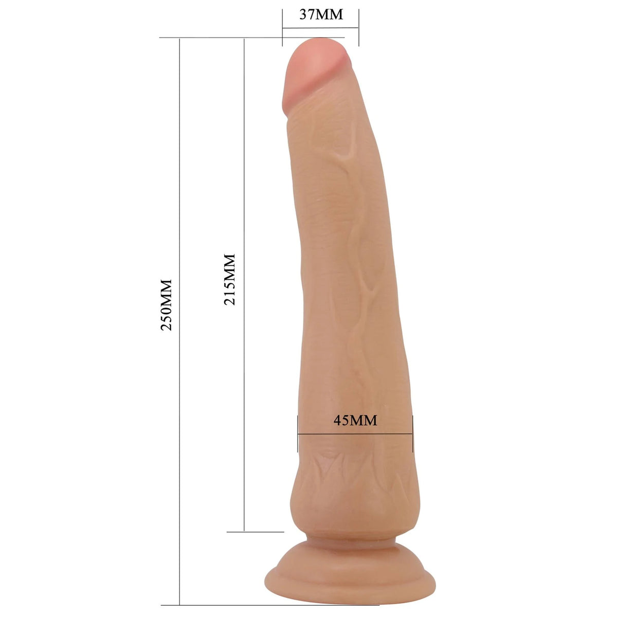 Realistic dildo Tiemeyer 9.8 base – with suction cup, nude | Pretty Love