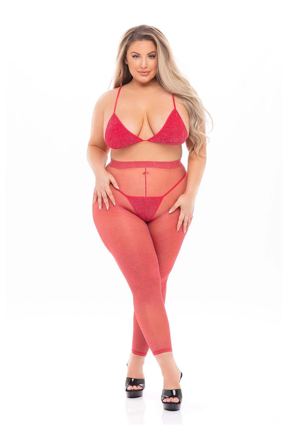 Conjunto de lencería Tall Order Legging 3 piezas – tallas grandes, rojo | Pink Lipstick Lingerie