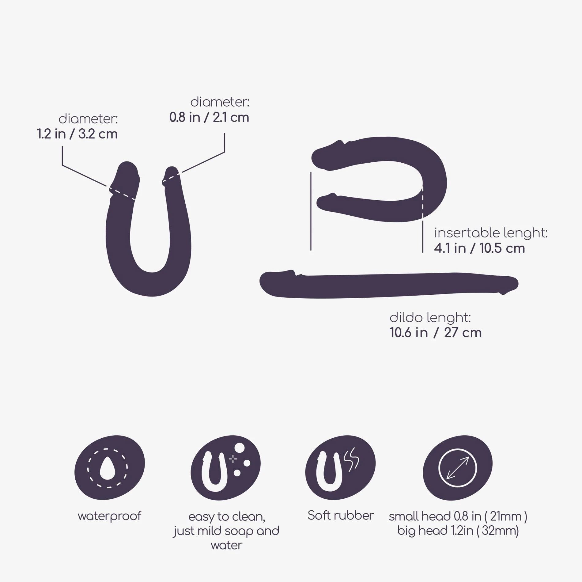 Double Trouble - Double Dildo - 10.6 / 27 cm - Purple