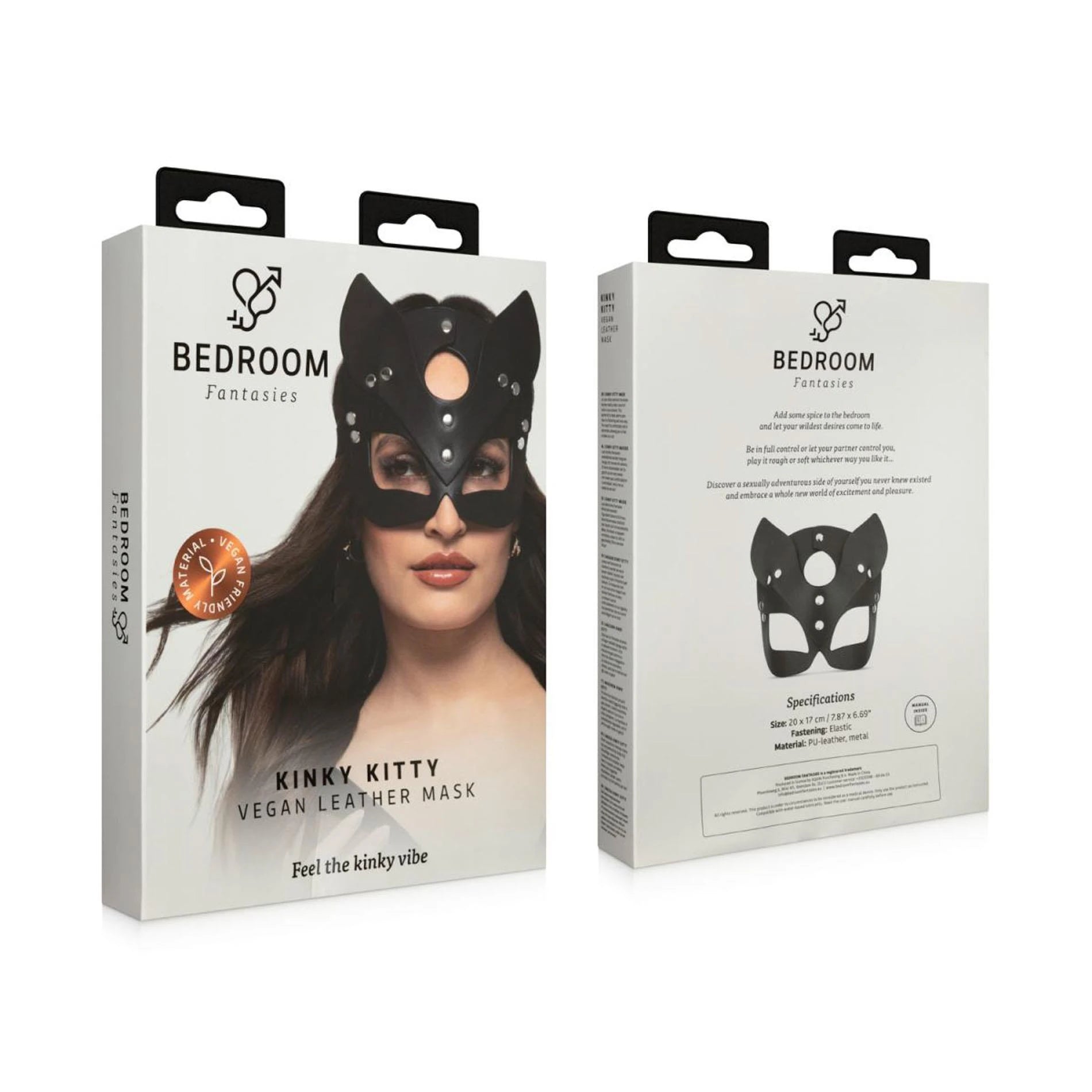 Bedroom Fantasies - Masque en cuir PU Kitty Noir