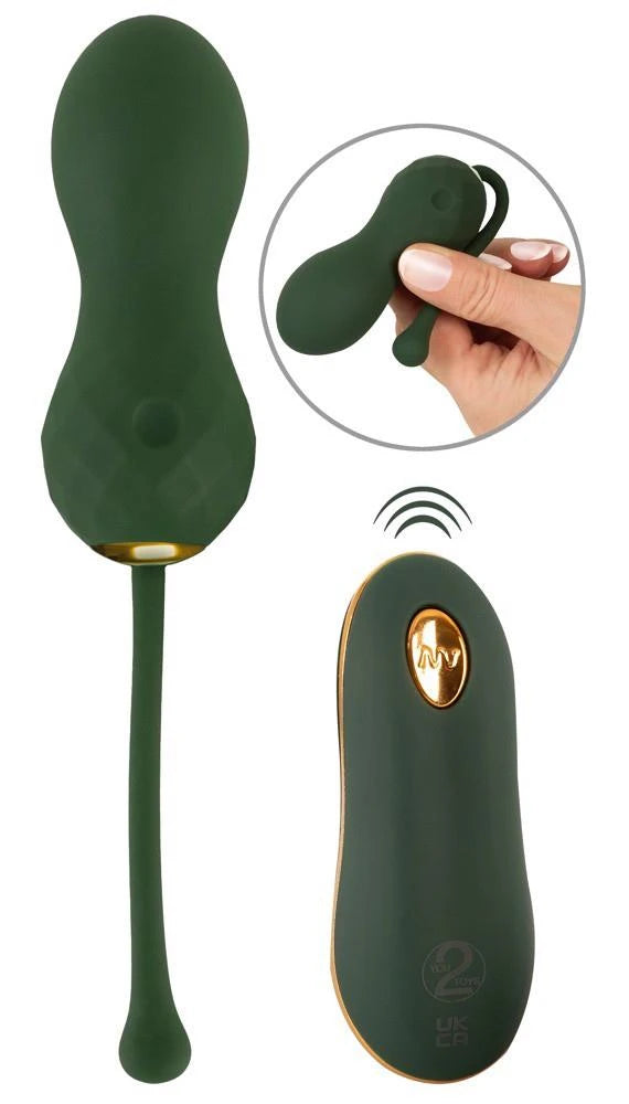 Kegel balls Luxurious 10 functions – remote control, green | Emerald Love