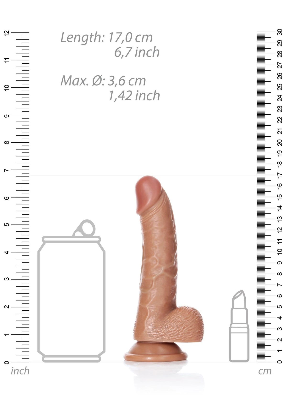 Realistic dildo Curved – with suction cup, tan | RealRock