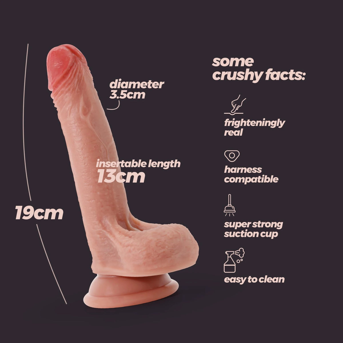 Realistic dildo Inviktus – with suction cup, nude EX24640 | Crushious