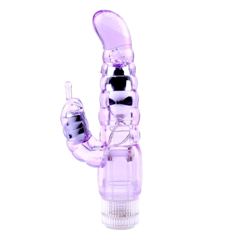 Vibratore rabbit – doppio, viola | CrystalJELLY