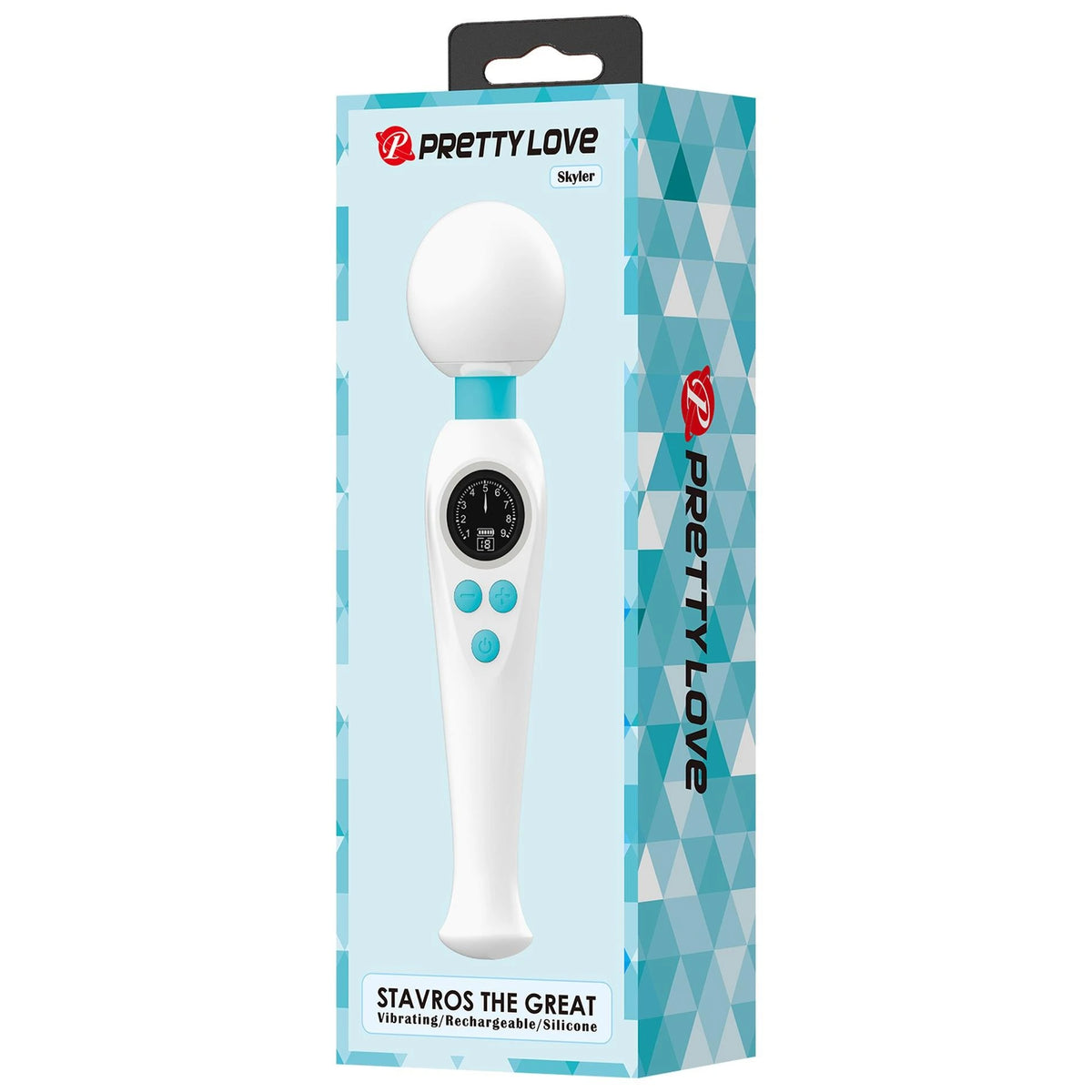 Masseur wand Skyler Stavros The Great 10 fonctions – rechargeable, blanc | Pretty Love