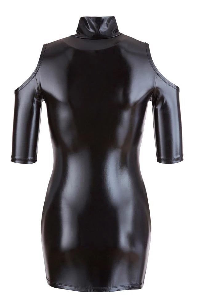 Vestido – wetlook, com aberturas, preto | Cottelli PARTY