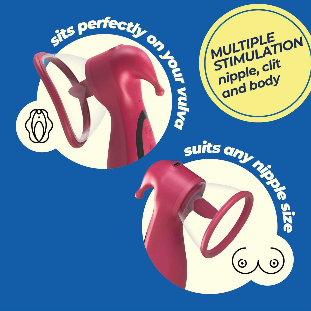 Clitoral stimulator Saci 7 functions – with suction cup, red | Crushious