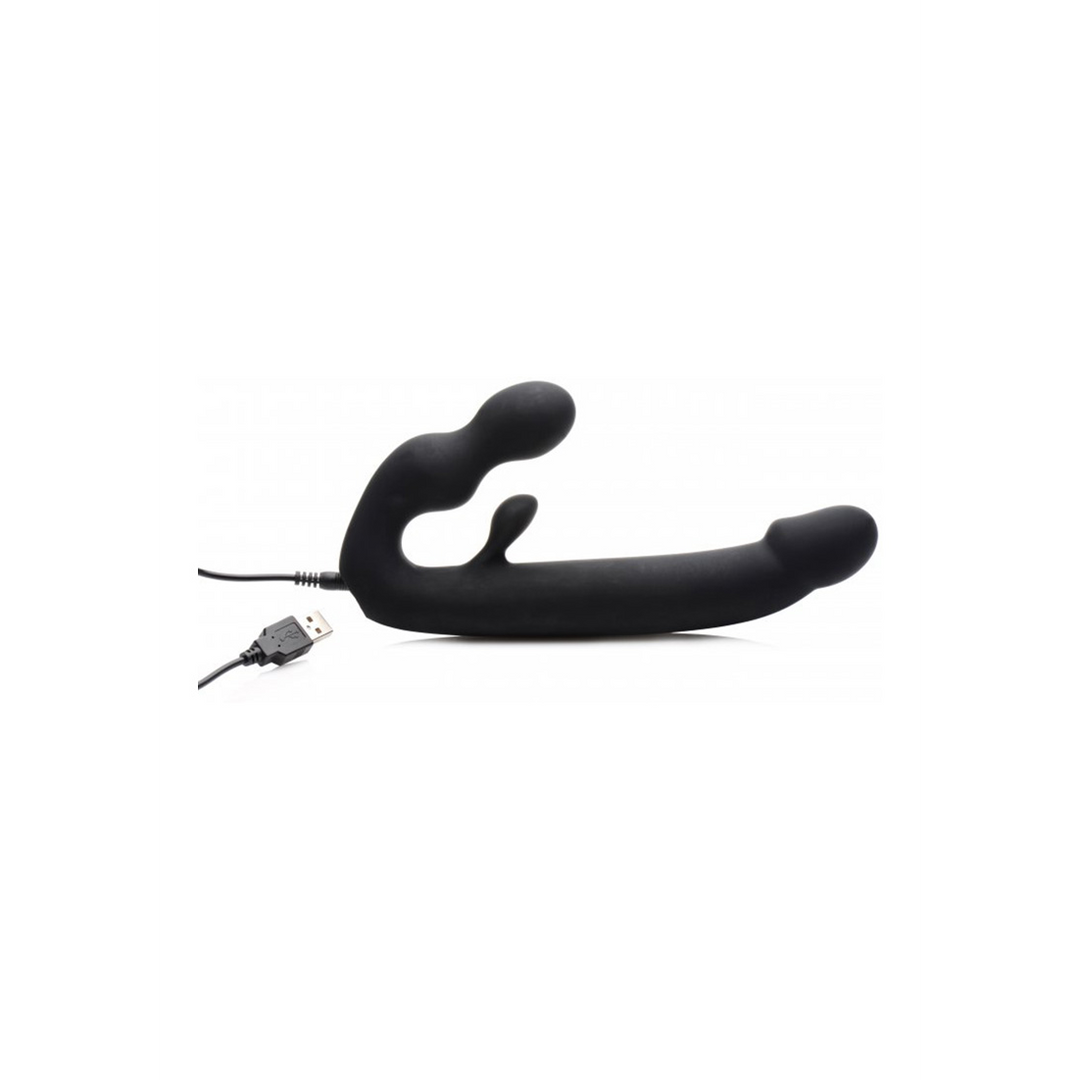 Arnés strap-on Tri Volver Strapless 4 funciones – recargable, negro | XR Brands