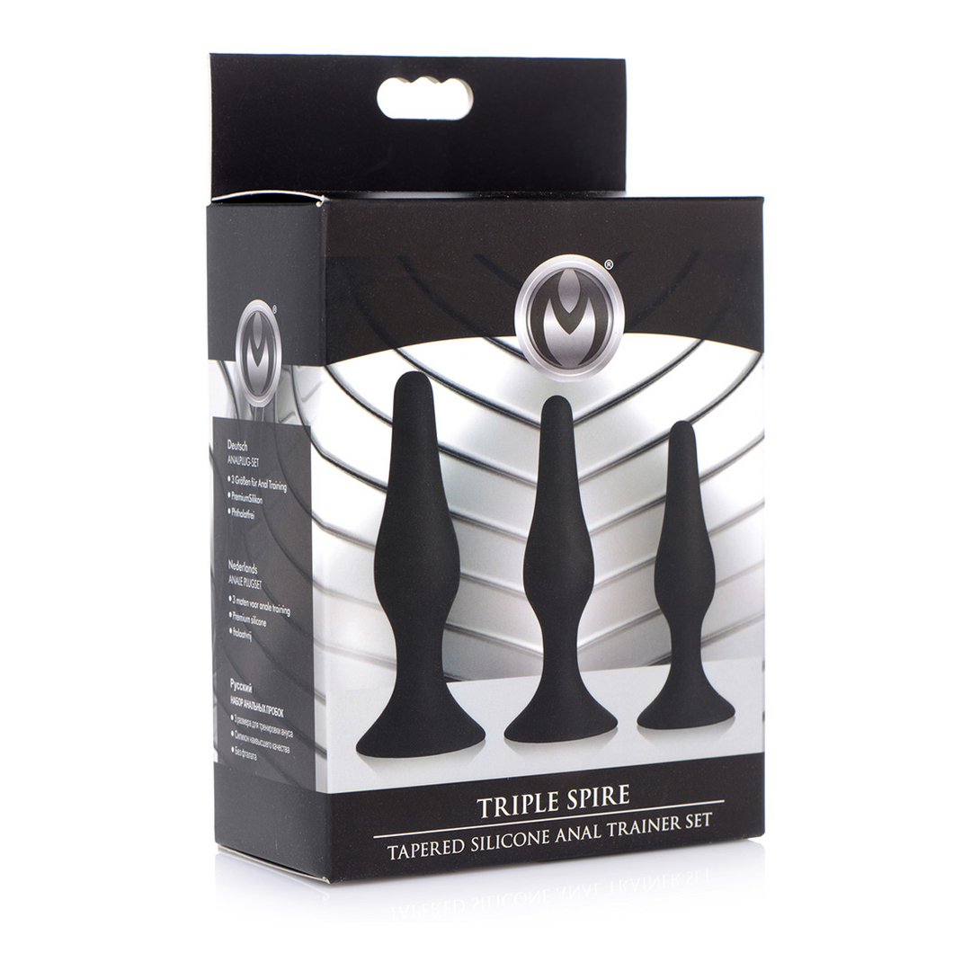 Triple Spire - Kit d'entraînement anal conique en silicone - 3 pièces - Noir