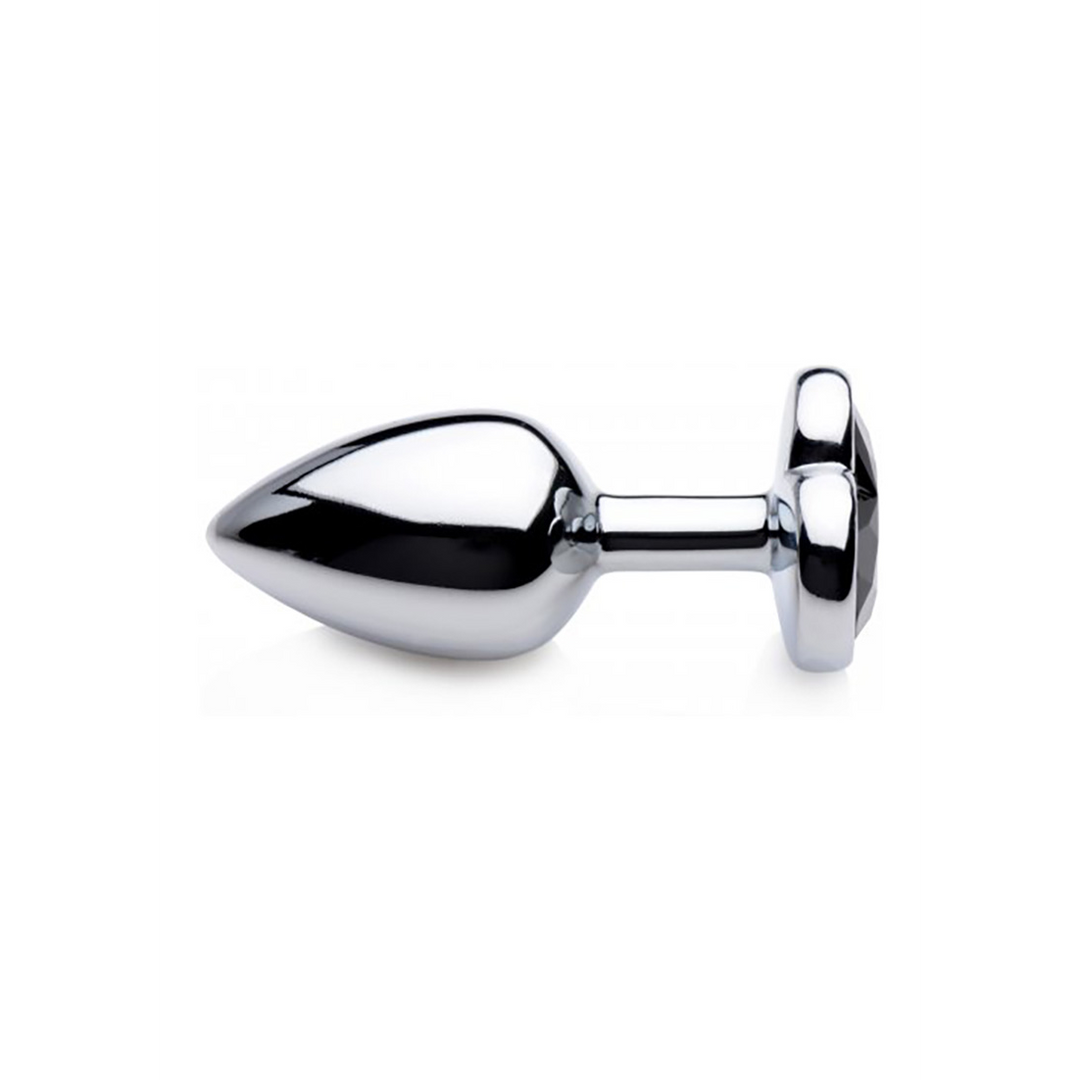 Plug anale Heart 7.1 cm – con gioiello, nero | XR Brands