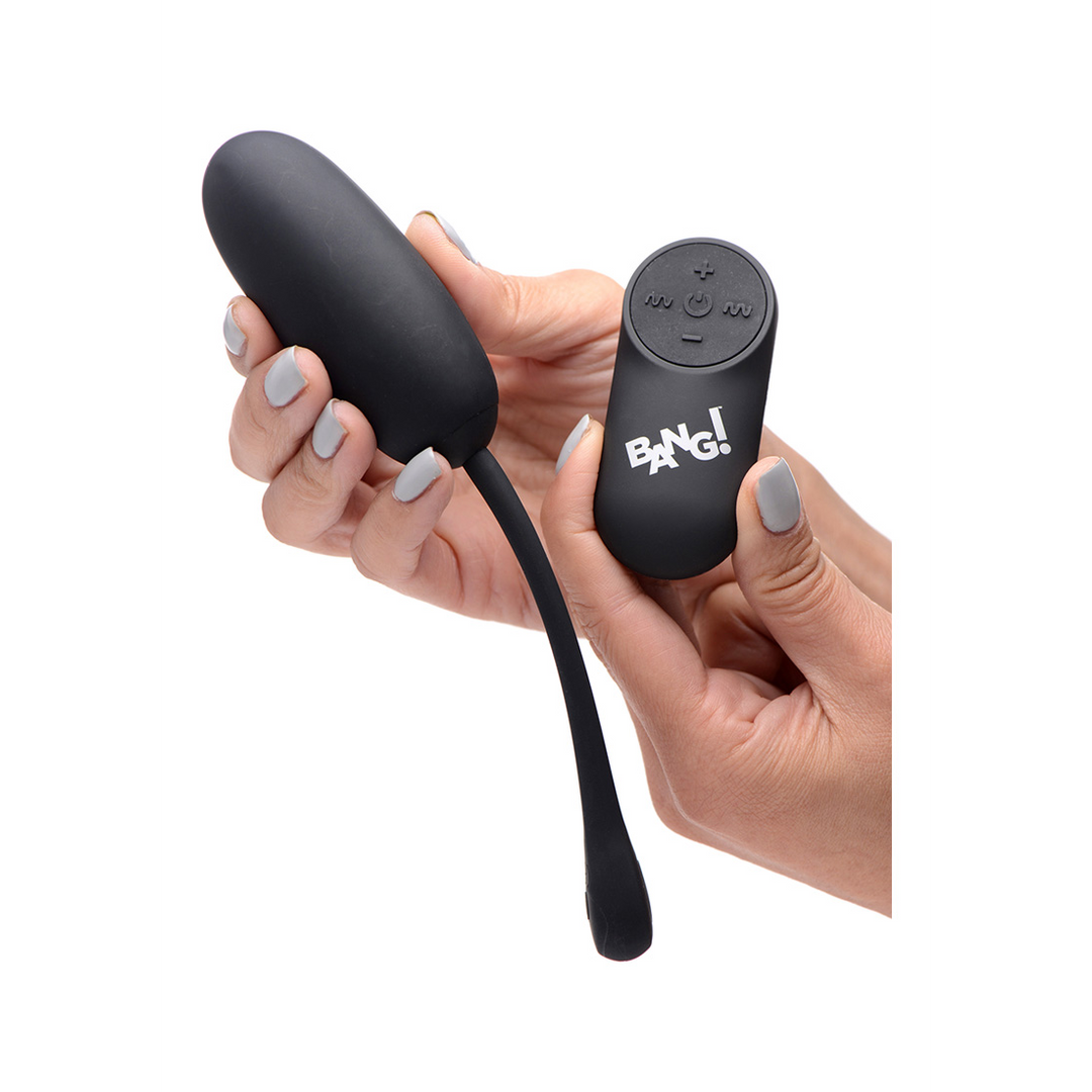 Vibrating egg Plush 28 functions – remote control, black | XR Brands