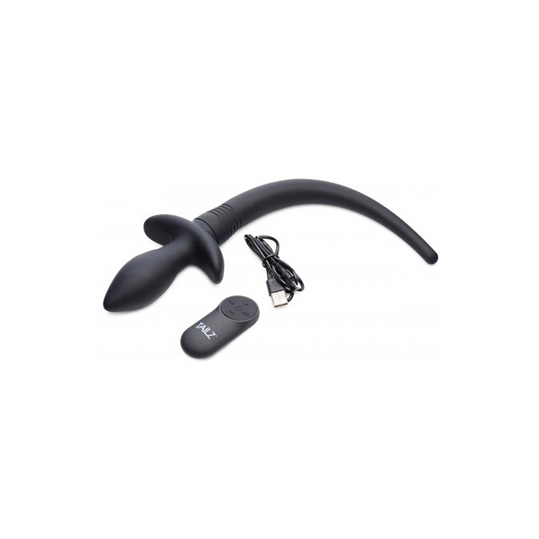 Classic vibrator Waggerz Moving Puppy Tail 10 functions – remote control, black | XR Brands