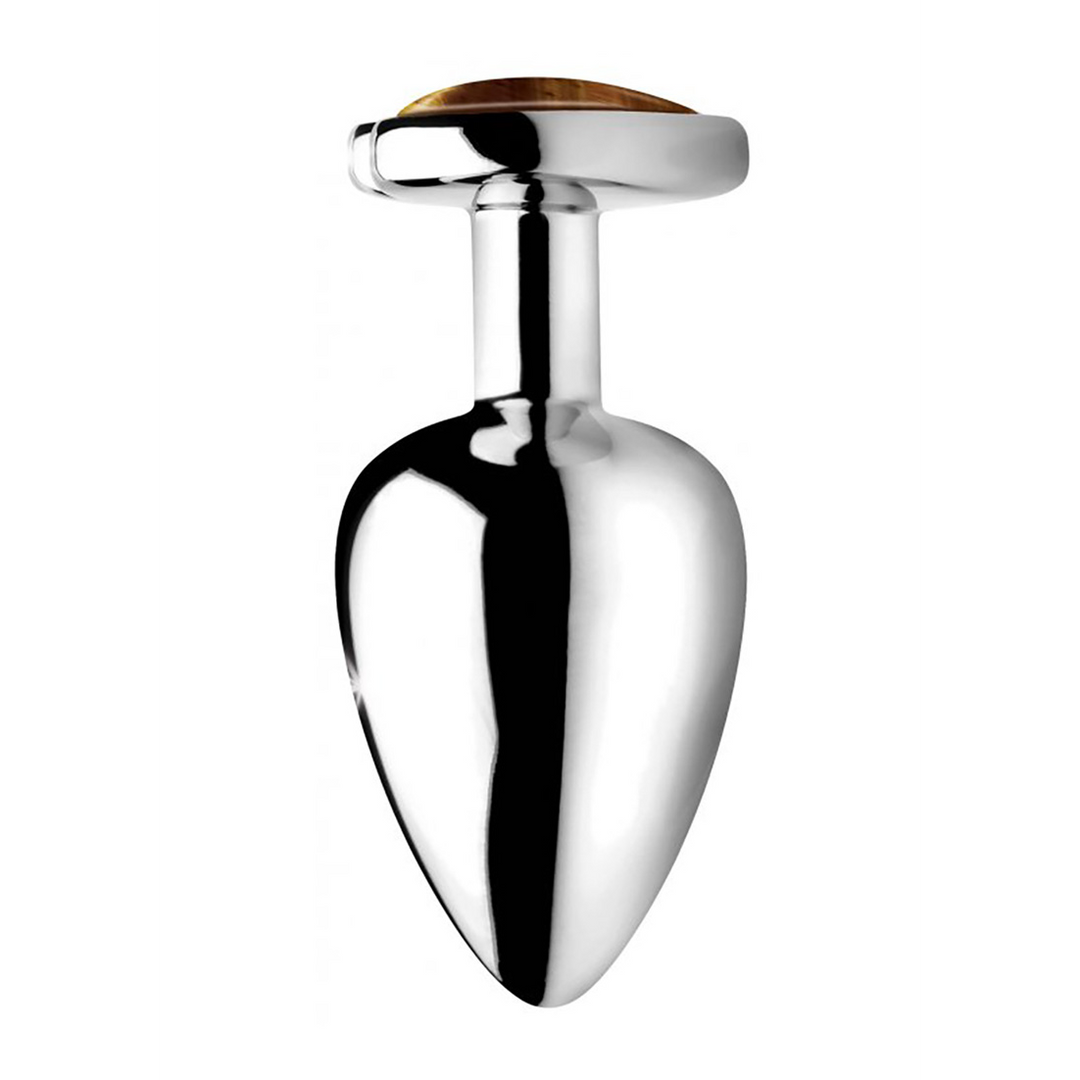 Anál dugó Tiger Eye Heart 9.4 cm – ékköves, barna | XR Brands