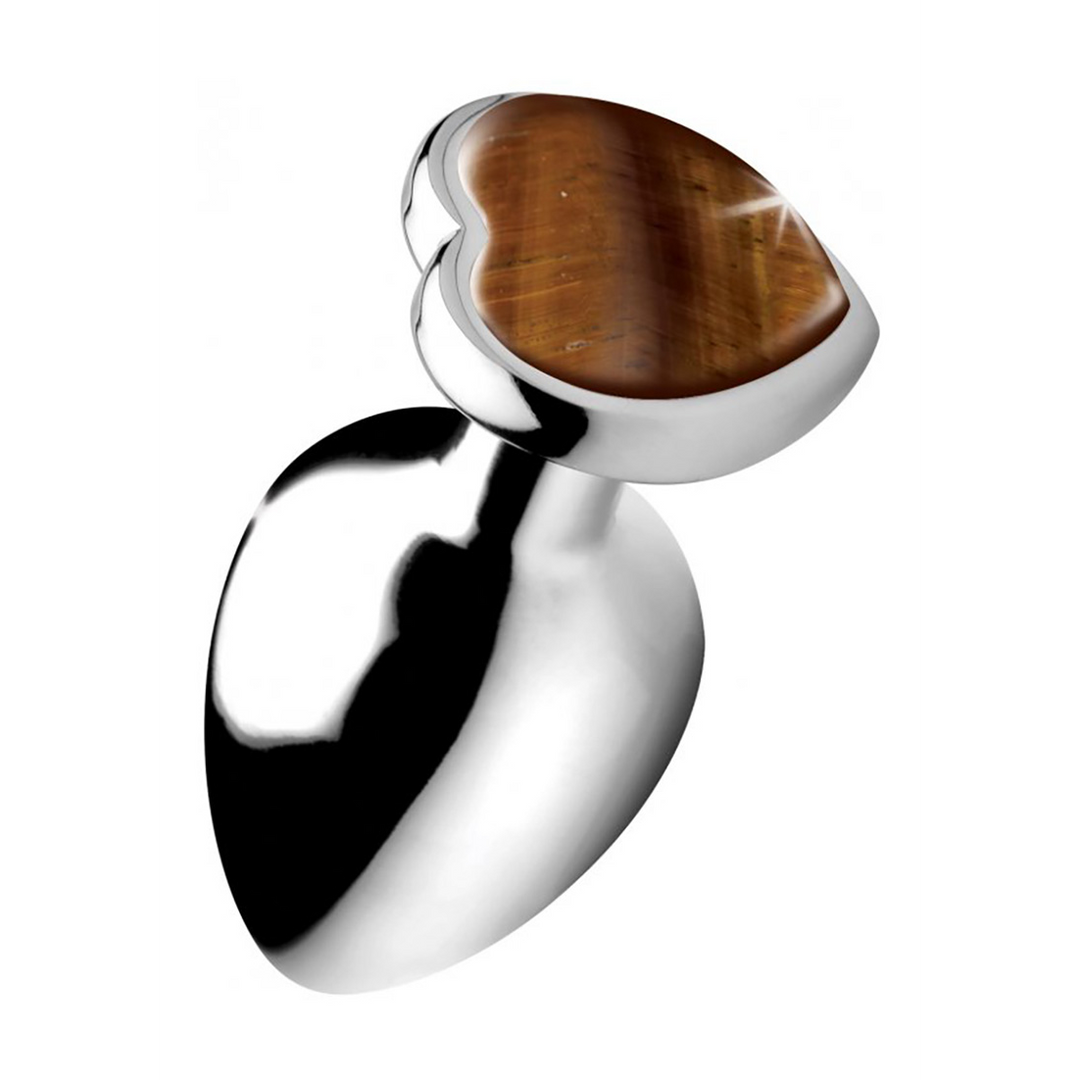 Analplug Tiger Eye Heart 9.4 cm – mit Schmuckstein, braun | XR Brands