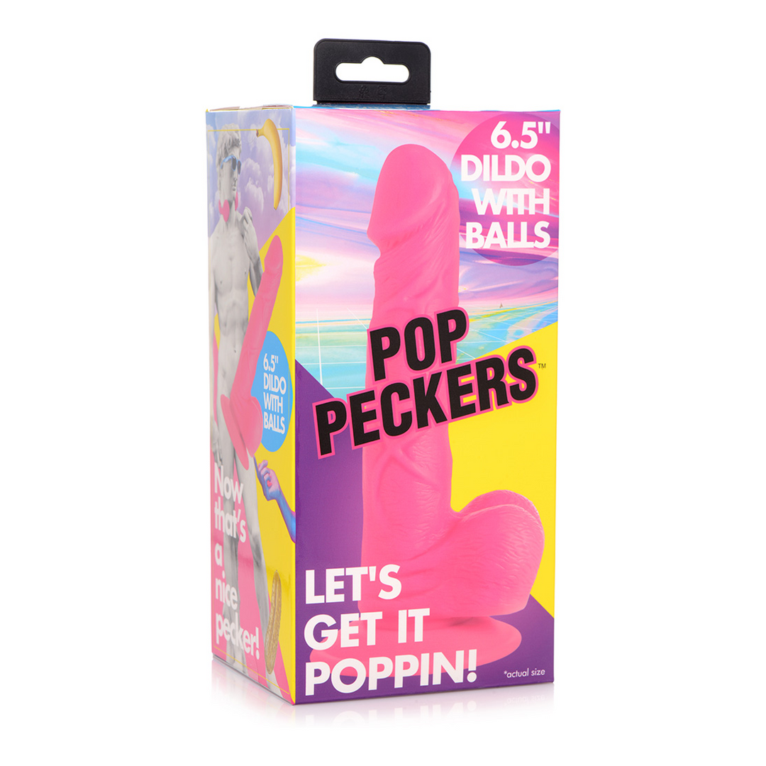 POP - Godemichet avec Testicules - 6.5 / 16.5 cm