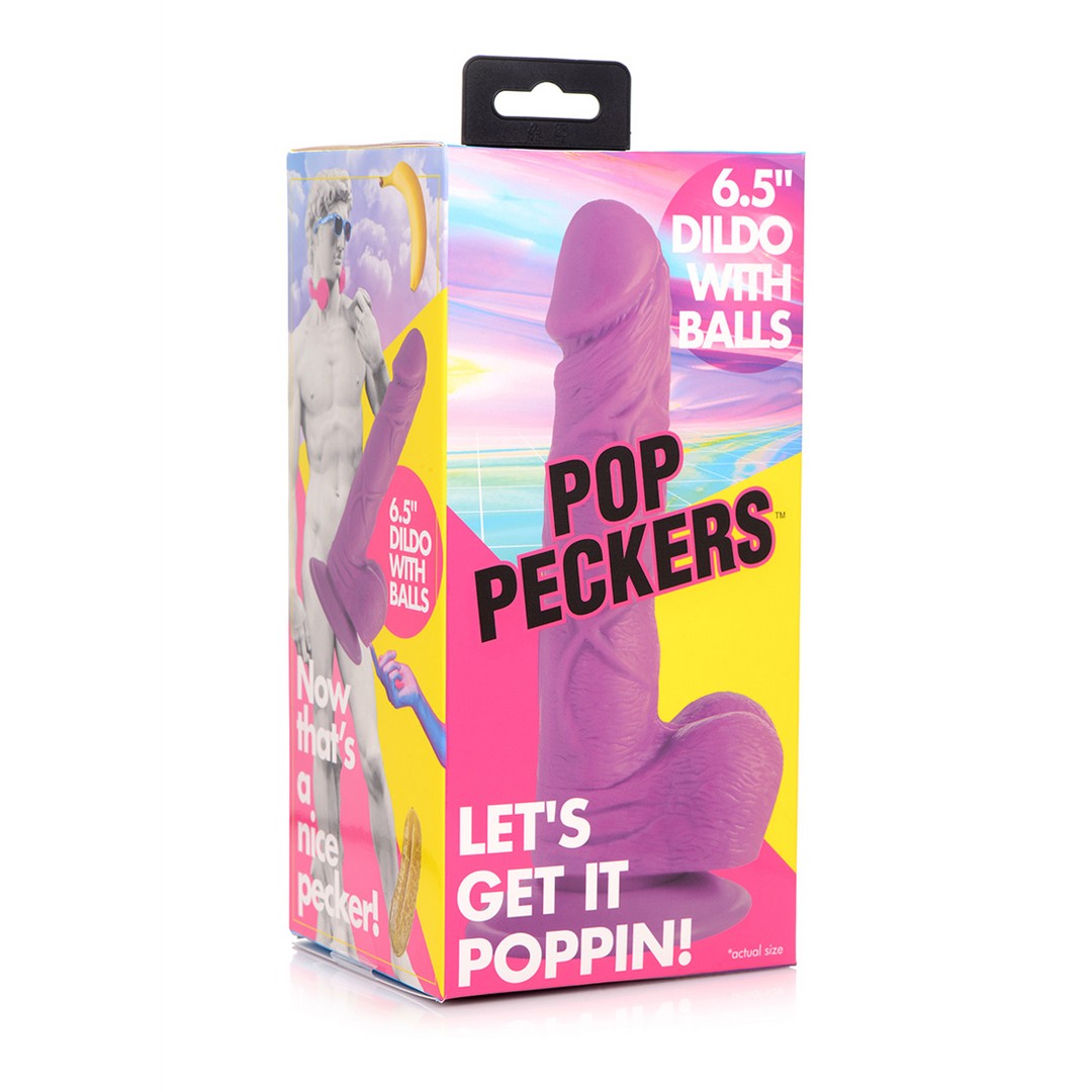 POP - Godemichet avec Testicules - 6.5 / 16.5 cm