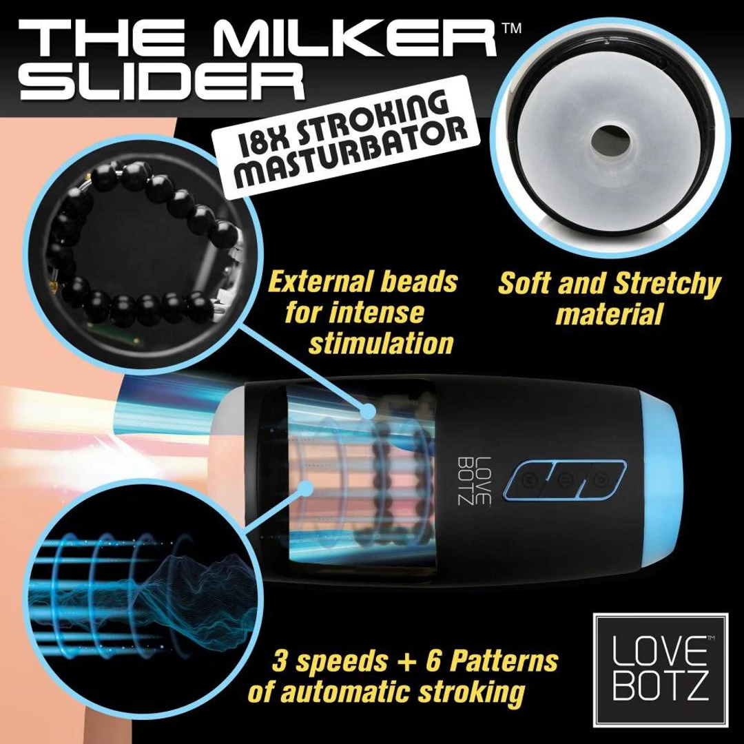 Masturbator Milker Slider Stroking 6 functions – black | XR Brands