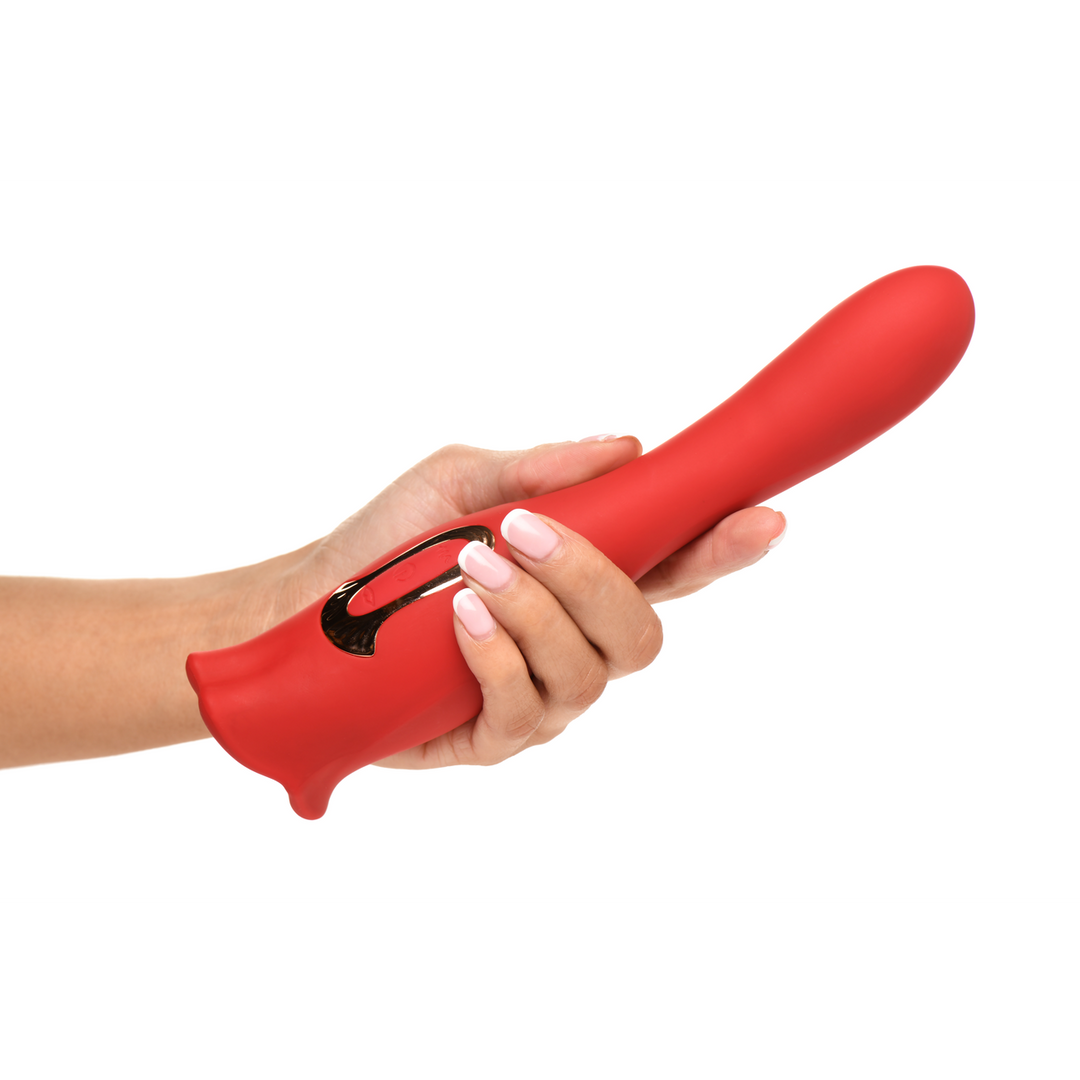 Vibratore classico Kiss and Tell Pro Ended Kissing 7 funzioni – doppio, rosso | XR Brands