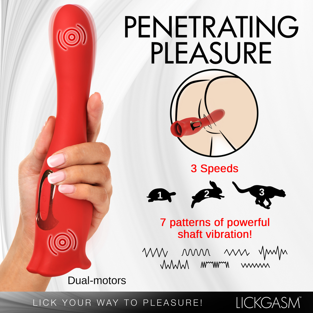 Vibratore classico Kiss and Tell Pro Ended Kissing 7 funzioni – doppio, rosso | XR Brands
