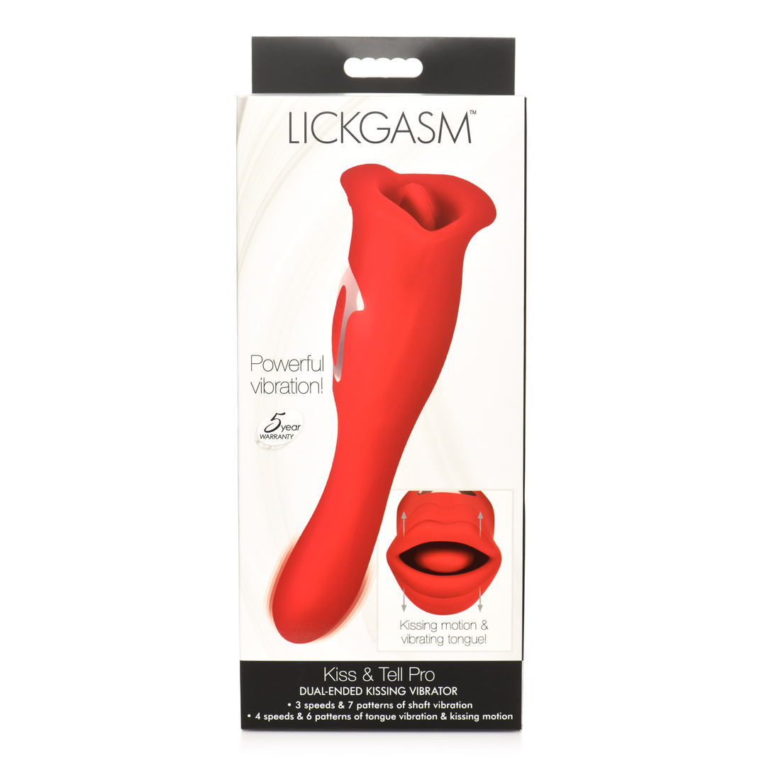 Vibratore classico Kiss and Tell Pro Ended Kissing 7 funzioni – doppio, rosso | XR Brands