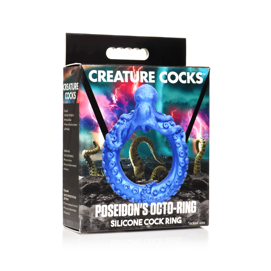 Octo-anneau de Poséidon - Anneau pénien en silicone - Bleu