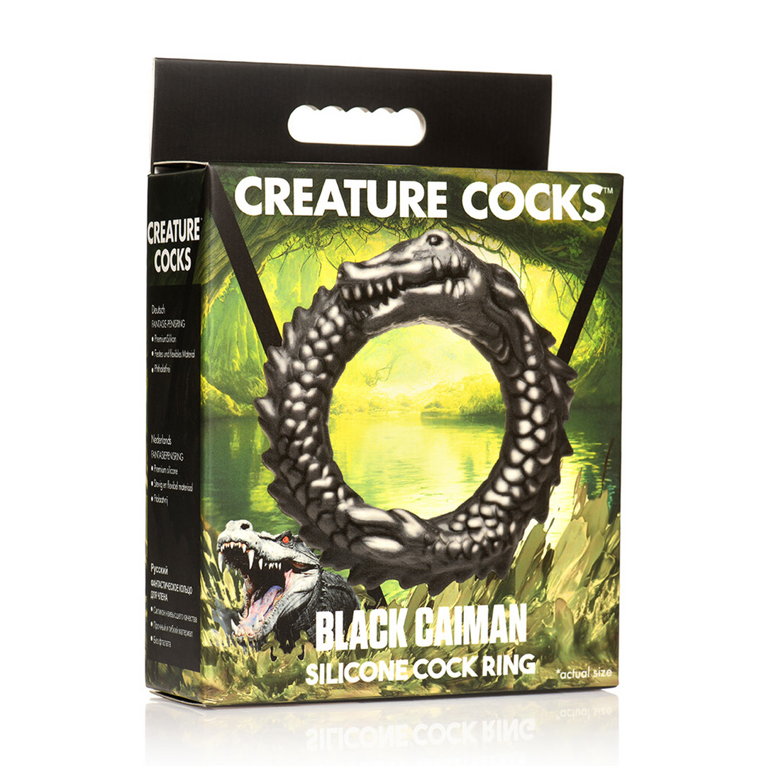 Black Caiman - Anneau de pénis en silicone - Noir