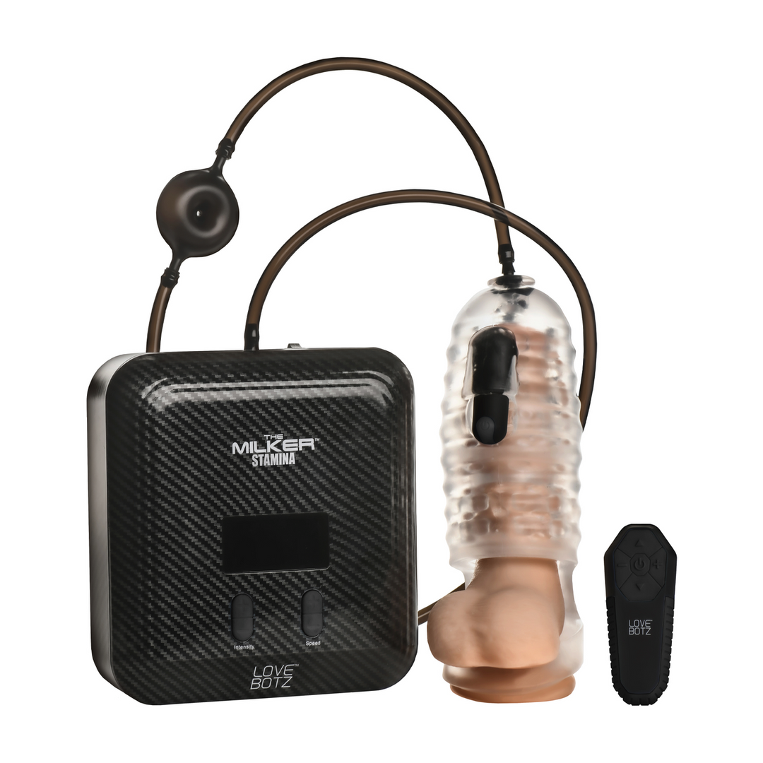 Masturbador Milker Stamina Automatic Stroker 7 funções – com ventosa, transparente | XR Brands