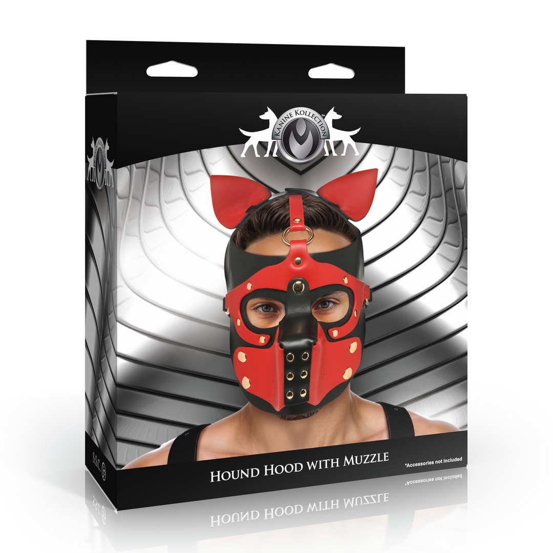 Cagoule de chien avec museau – Noir/Rouge