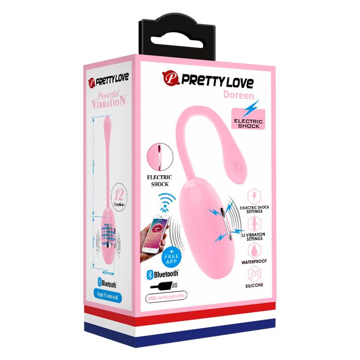 Vibrating egg Doreen 3 Electric Shock 12 12 functions – app-controlled, rechargeable, pink | Pretty Love