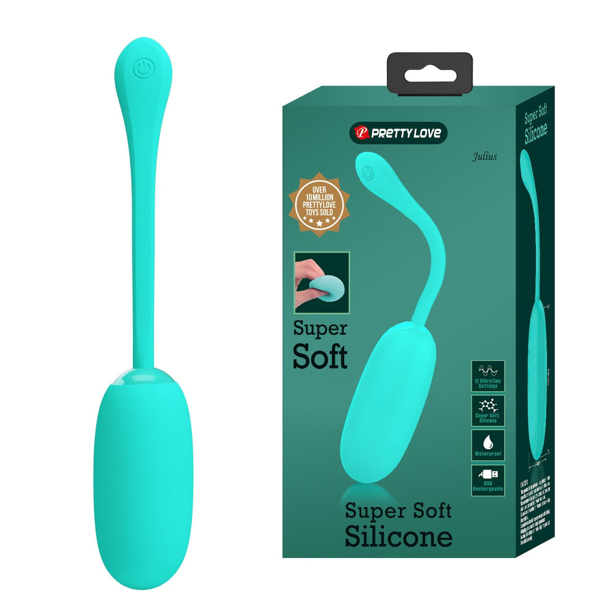 Vibrating egg Julius 12 functions – rechargeable, green | Pretty Love
