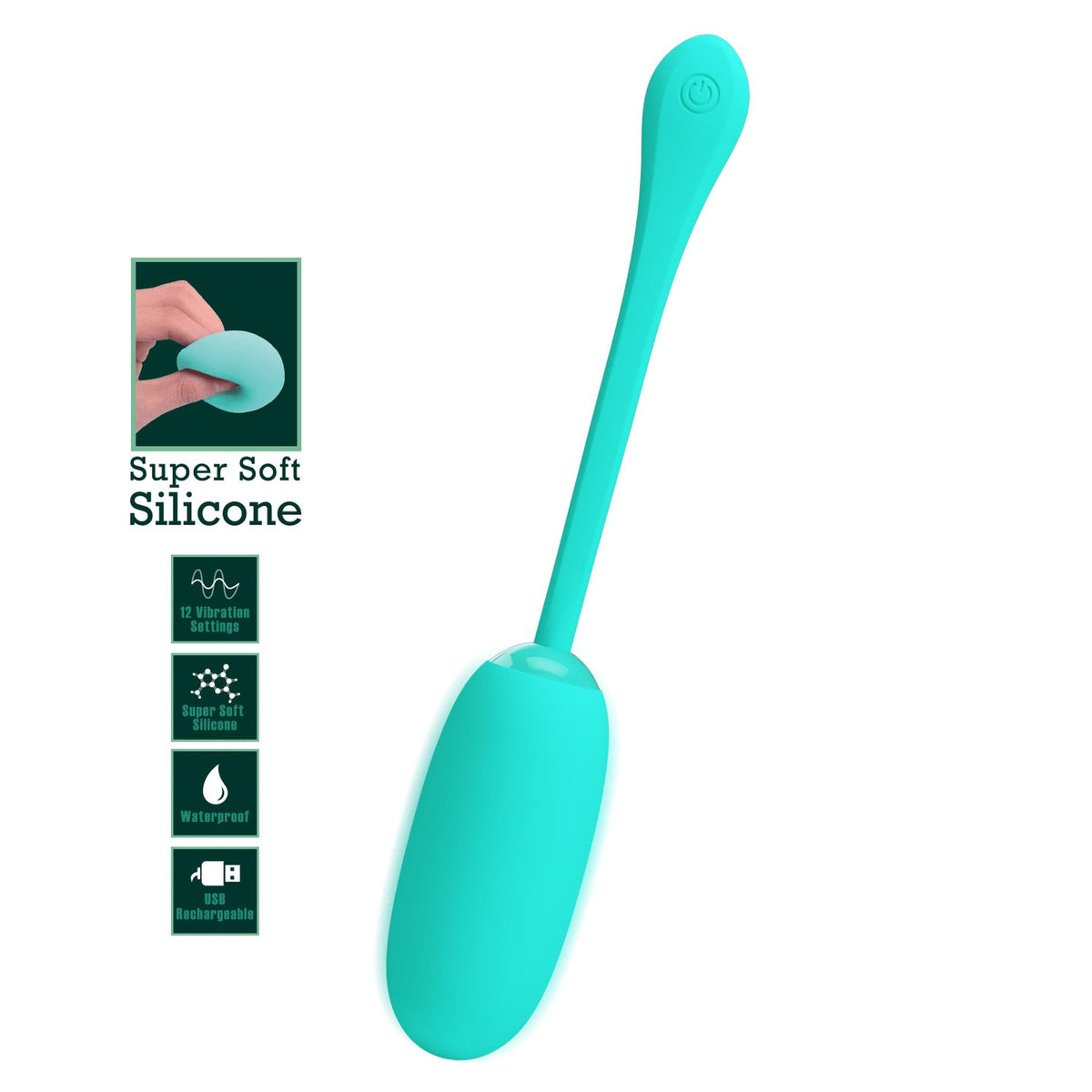 Vibrating egg Julius 12 functions – rechargeable, green | Pretty Love