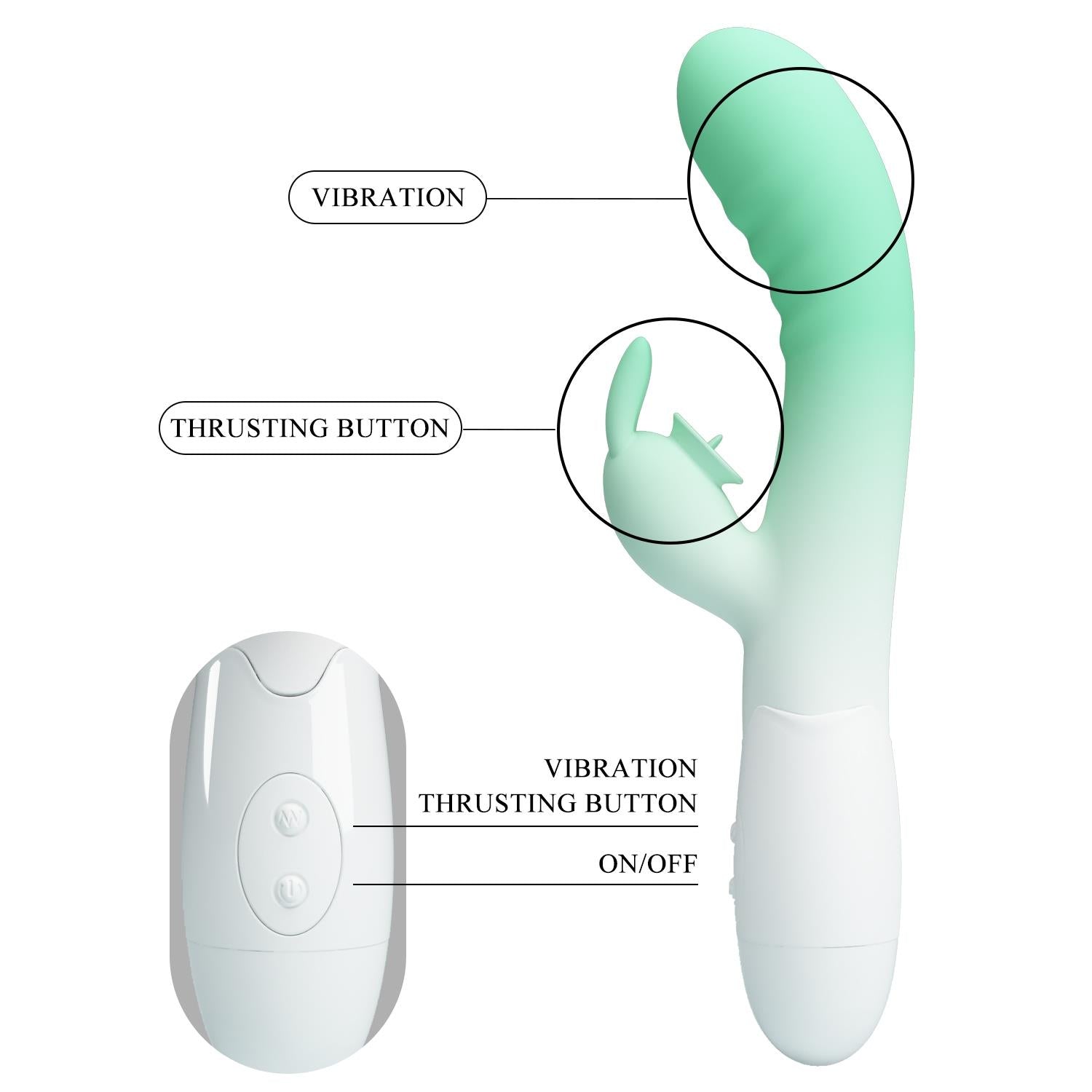 PRETTY LOVE - Cerberus, 30 vibration functions, 30 licking settings, Silicone ABS, USB rechargeable