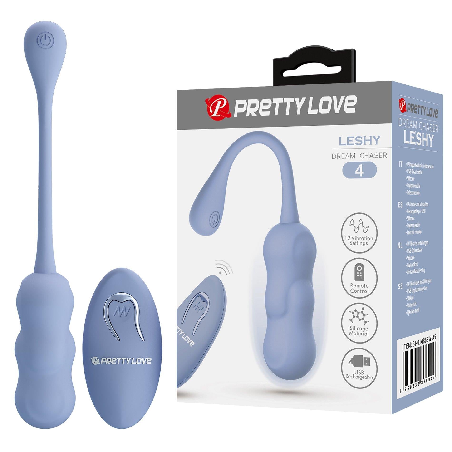 PRETTY LOVE - LESHY Dream Chaser 4, Bleu, 12 fonctions de vibration Télécommande sans fil