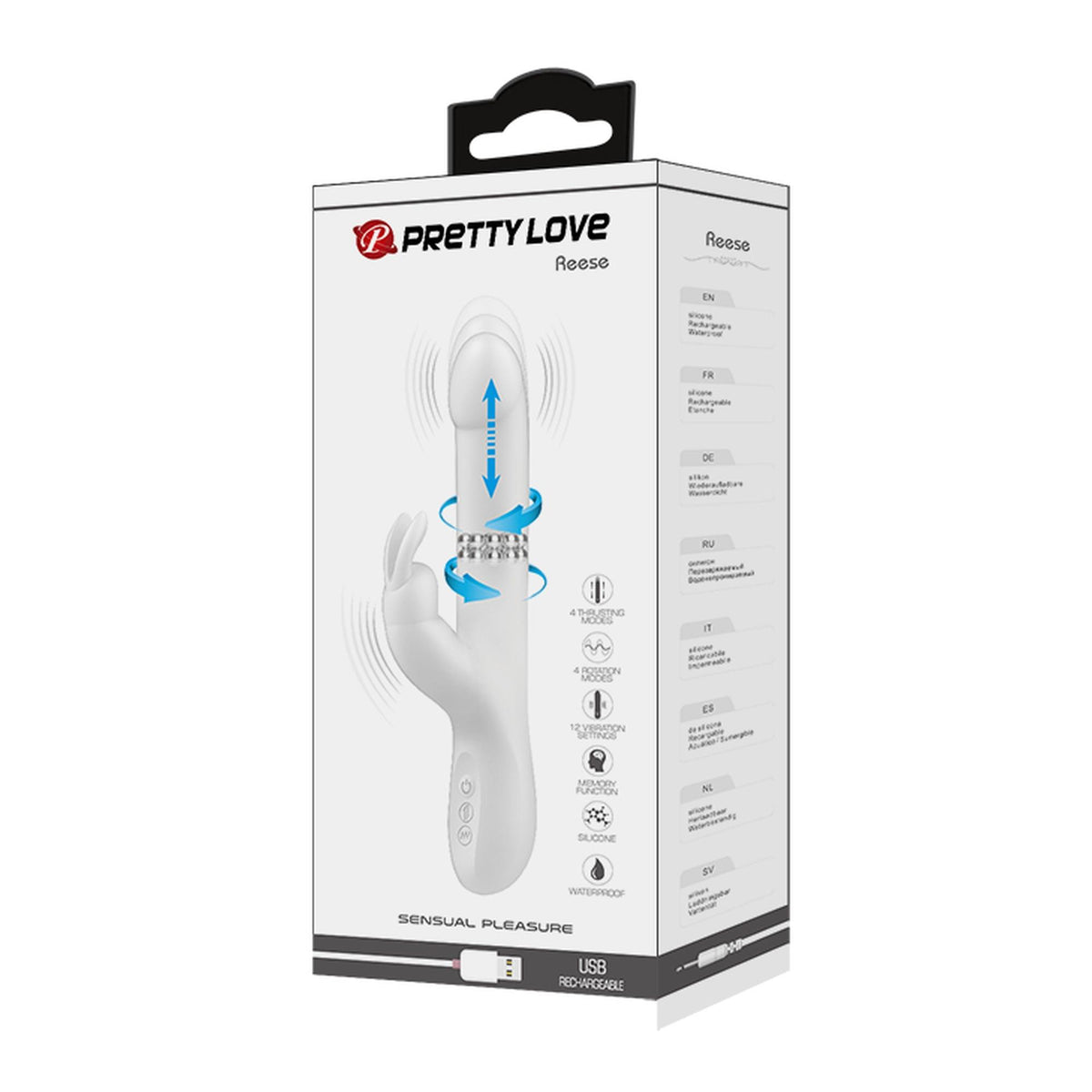 Vibratore rabbit Reese 4 12 funzioni – ricaricabile, a spinta BI-014902-1 | Pretty Love